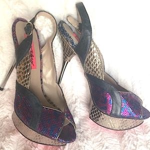 Betsy Johnson Pink and Purple Sequin Stilettos